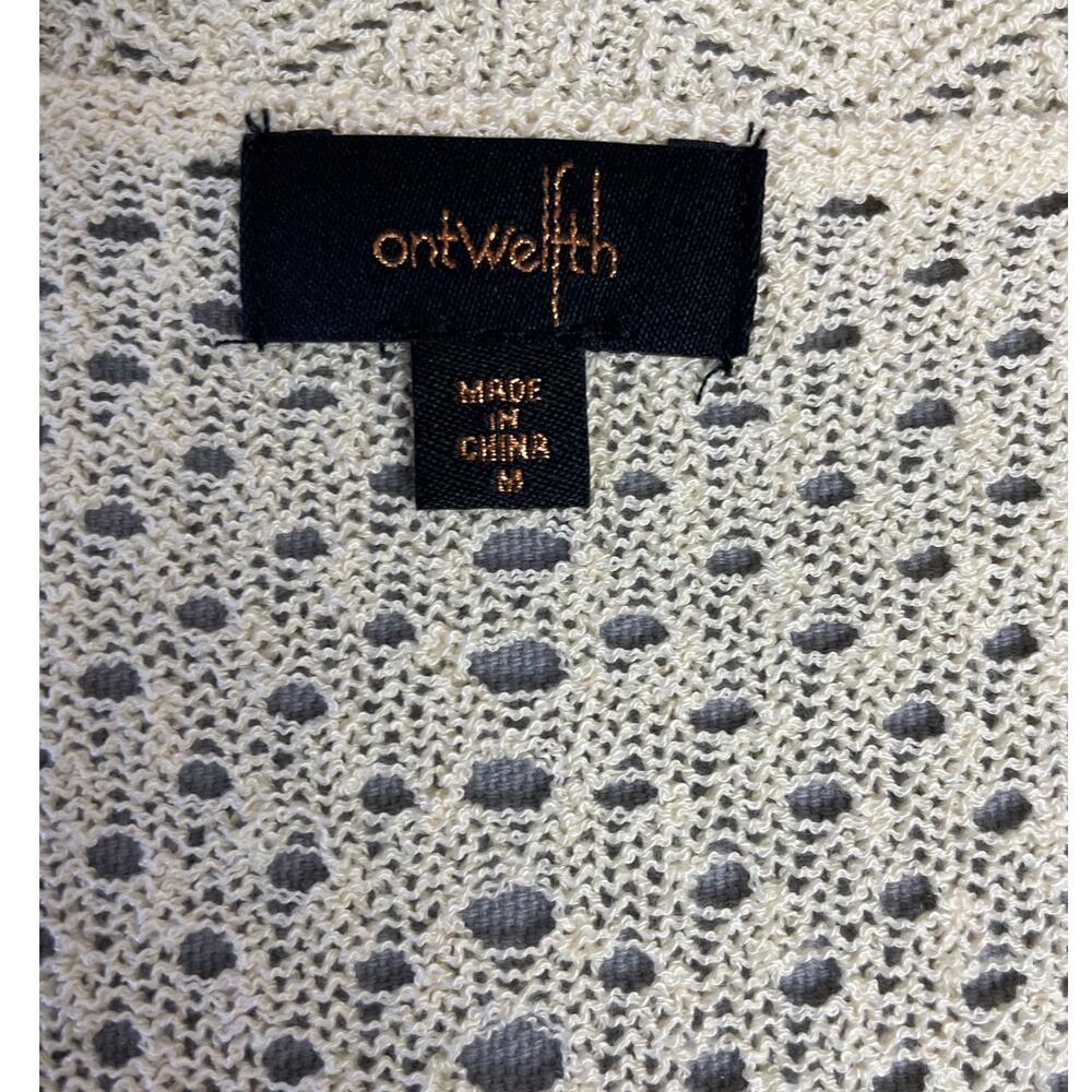 OnTwelfth Cream Short Sleeve Open Knit Cardigan Shirt SZ Medium Cottagecore Boho - Picture 3 of 5